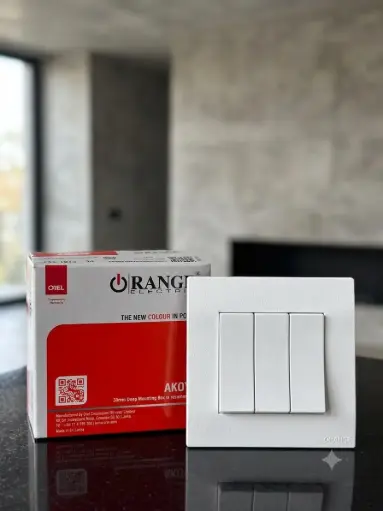 [1512] ORANGE AKOYA WHITE 16A 3 GANG 2 WAY SWITCH (260-0230)