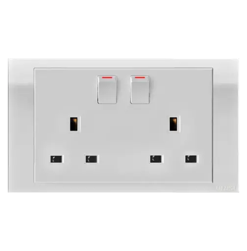 [1519] ORANGE AKOYA 13A TWIN SOCKET 2 GANG